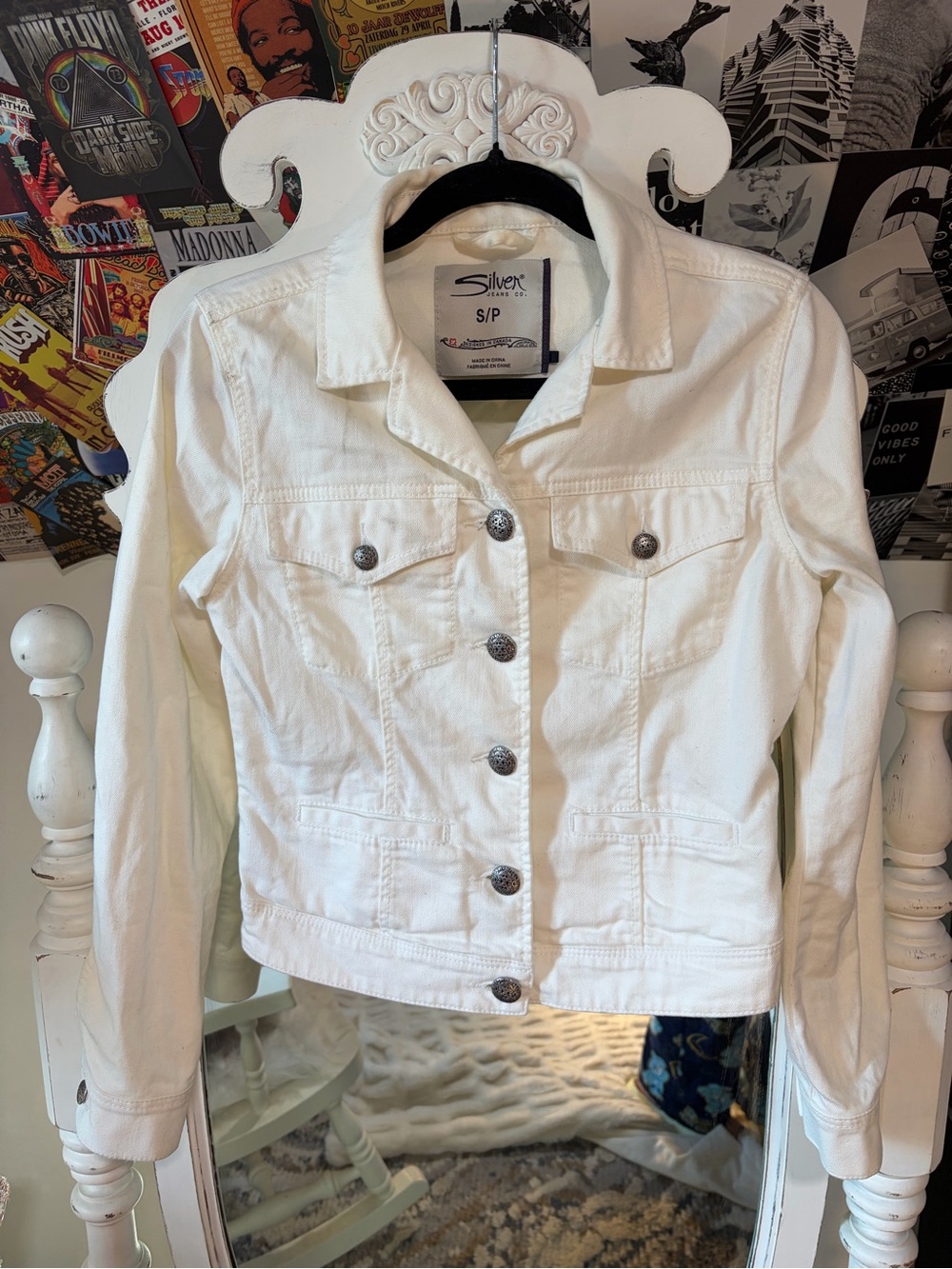 Silver Jeans White Denim Button-Front Jacket